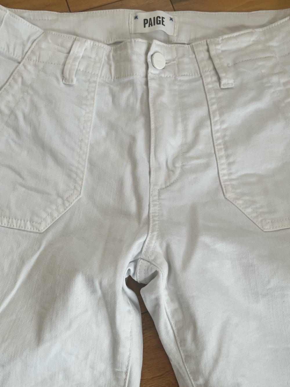 PAIGE Mayslie High Rise Cargo Cotton Straight Leg Joggers in Crisp White - Picture 7 of 15